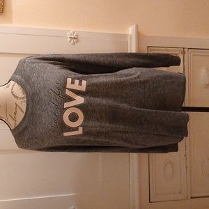 C&C California "stand for LIVE" gray knit top SZ L